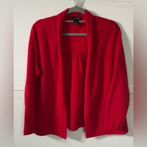 Sara Campbell 100% Cashmere Red Open Front Cardigan Sweater Size L